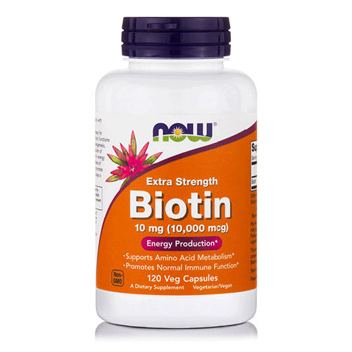 BIOTIN 10 mg (10,000 mcg) Extra Strength - 120 Vcaps NOW